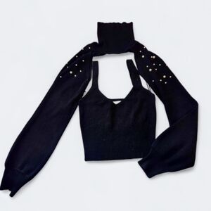 Shrug And Tank Top Set with Pearl Accents Small NWOT